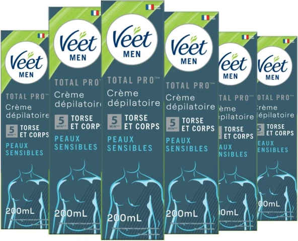 Veet Men Erkek Tüy Dökücü Krem Hassas Ciltler İçin 200ml 6'lı Paket ürün görseli 1