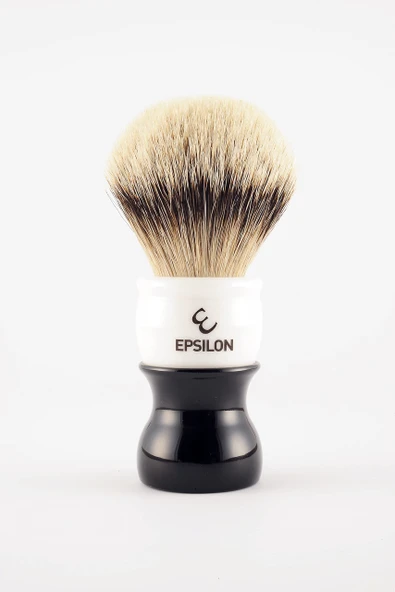 Epsilon Tıraş Fırçası Porsuk Ucu Gümüş Beyaz ve Siyah 55/26 mm, Standart, Benzersiz ürün görseli 1