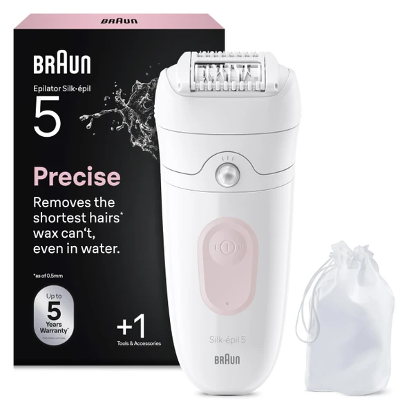 Braun Silk·épil 5, ıslak ve kuru epilatör, kolay epilasyon için, pürüzsüz deri uzun, 5-011, pembe flamingo ürün görseli 1