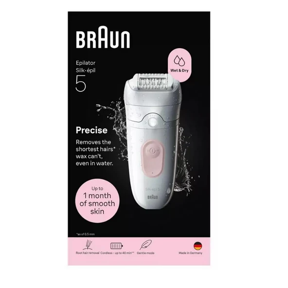 Braun Silk·épil 5, ıslak ve kuru epilatör, kolay epilasyon, uzun ömürlü pürüzsüz cilt, 5-000, flamingo pembesi ürün görseli 1