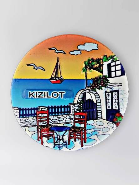 KIZILOT Polyester Kabartmalı Magnet çap:6,5cm Dekoratif Hediyelik Buzdolabı Süsü (Kod:1379) ürün görseli 1