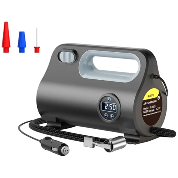 Ally ST-5523 LED Işıklı Taşınabilir Hava Pompası Kompresör Araç Lastik Şişirme Makinesi-(5775) ürün görseli 1