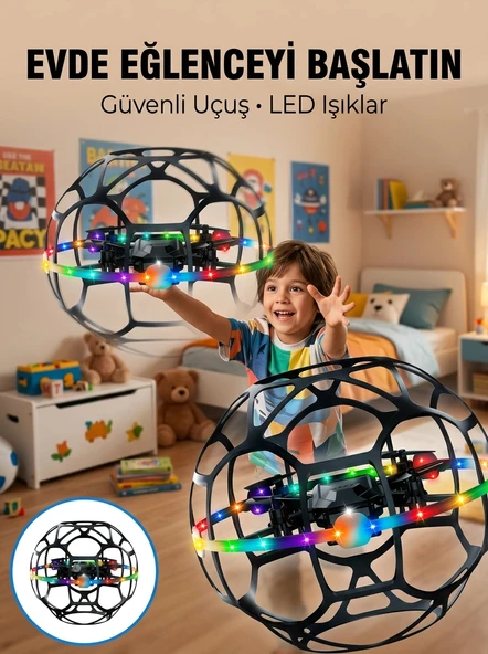 El Hareketi Kontrollü Futbol Topu Tasarımlı Drone LED Işıklı ürün görseli 1