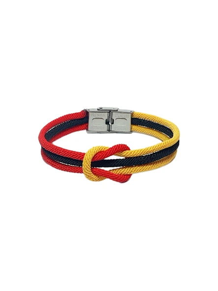 JTSS26BLK1873 PASLANMAZ ÇELİK KİLİT MİLAN İP EL YAPIMI KIRMIZI SİYAH SARI RENKLİ UNISEX BİLEKLİK GARANTİLİ KUTULU JANTİ BİLEKLİK ürün görseli 1