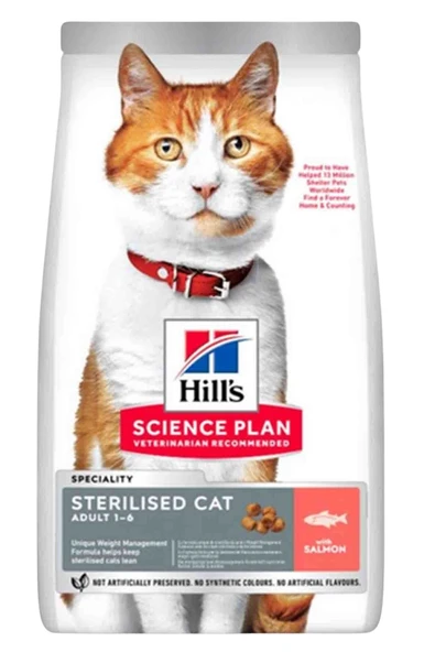 Hills sterilised somon balıklı kısırlaştırılmış kedi maması 1,5 kg ürün görseli 1