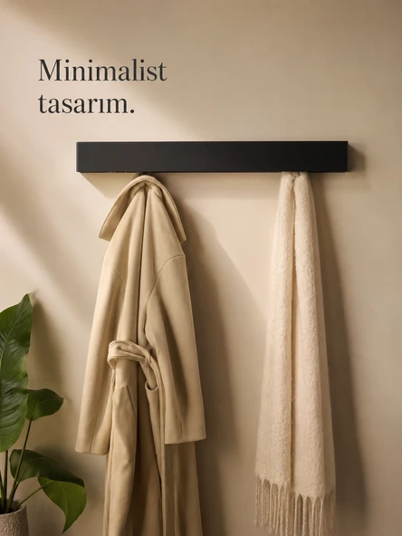 Portmanto Metal Duvar Askılığı Elbise Askılığı Vestiyer Askılık Gizli Kancalı Antre Hol Mont Çanta Havlu Askısı Beyaz 80 Cm Berlin ürün görseli 1