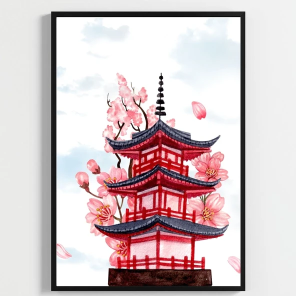 Besay Japon Esintisi | Kafe, Salon Ve Restoran Duvar Dekorasyonu | Geleneksel Sakura Ve Asya Temalı Poster | 3'Lü Set A3 Çerçev ürün görseli 1
