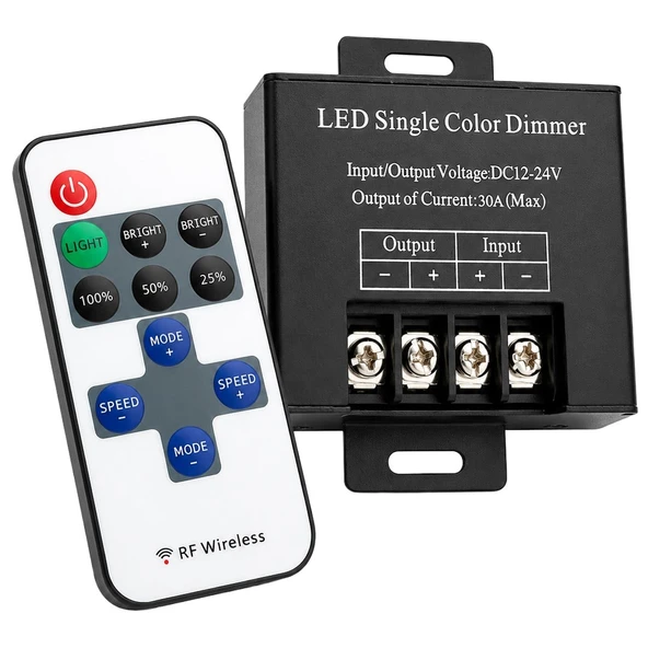 Powermaster PM-37846 12V-24V 30A Çok Modlu RF Uzaktan Kumandalı Şerit LED Dimmer Kontrol Cihazı ürün görseli 1