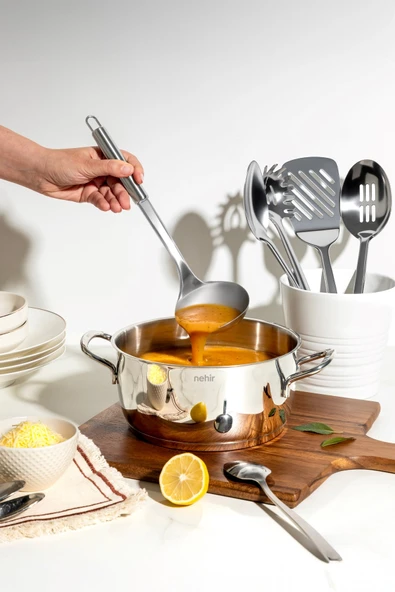 Nehir Stew Sade 5 Parça Paslanmaz Çelik Servis Takımı - Resim 2