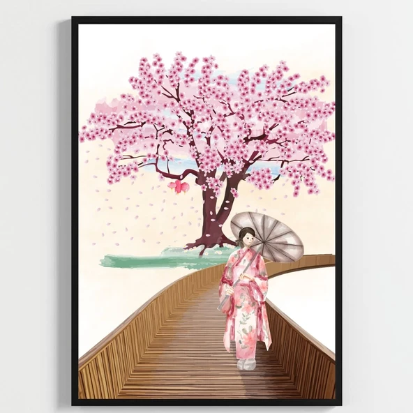 Besay Japon Esintisi | Kafe, Salon Ve Restoran Duvar Dekorasyonu | Geleneksel Sakura Ve Asya Temalı Poster | 3'Lü Set A2 Çerçev ürün görseli 1