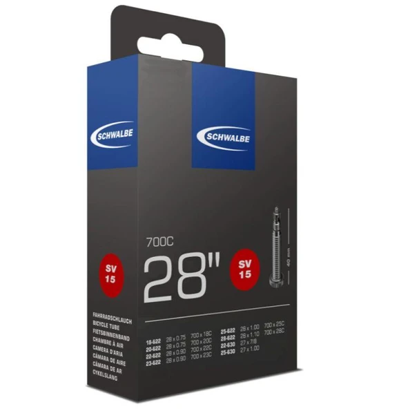 Schwalbe Sv15 28" 40Mm İnce Sibop İç Lastik 28 Jant Şehir Bisikleti İç Lastiği 700x28c iç lastik ürün görseli 1