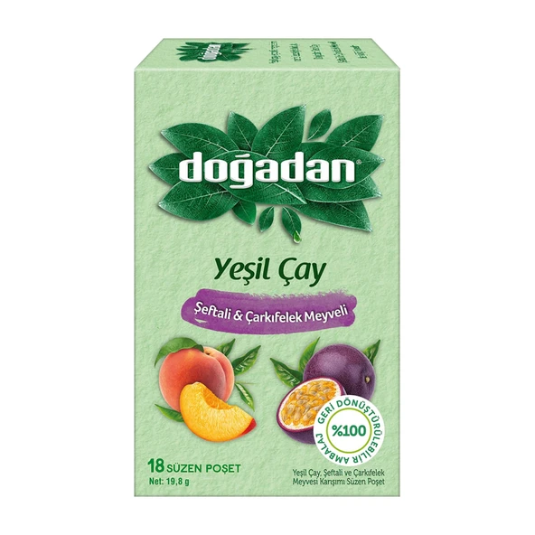 Doğadan Şeftali & Çarkıfelek Meyveli Yeşil Çay 19.8 G (6'li Paket) ürün görseli 1