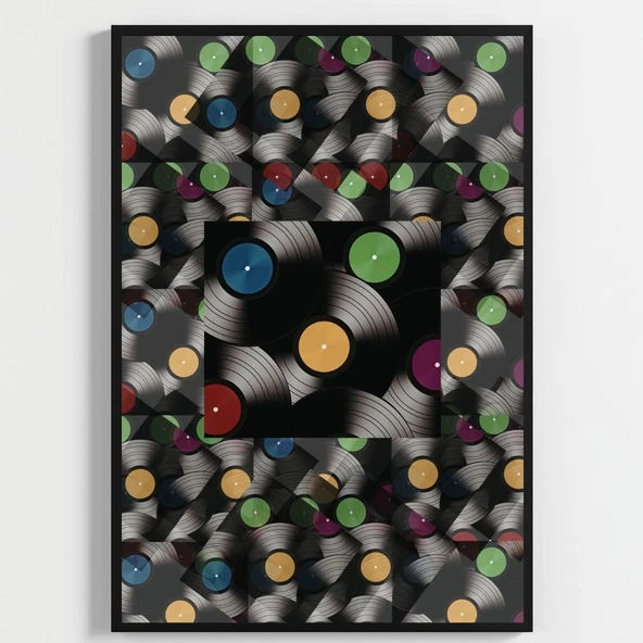 Besay Vintage Ritmi | Modern Ev Duvar Dekorasyonu | 90Lar Pop Müzik Ve Plak Temalı Pop Art Poster Seti | 3'Lü Set A3 Çerçevesiz ürün görseli 1