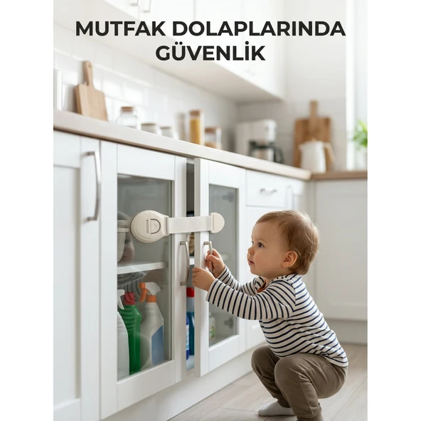 Çocuk Güvenlik Dolap ve Çekmece Kilidi Güçlü Yapışkanlı Emniyet Kilidi ürün görseli 1