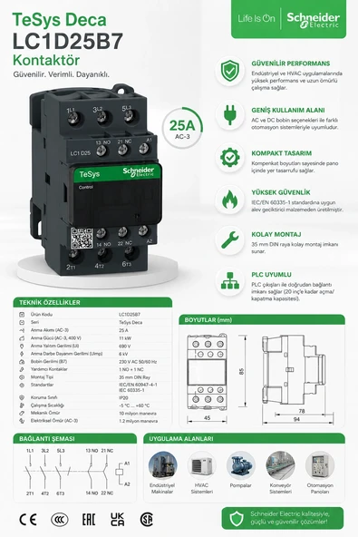 SCHNEİDER 11 KW 24V AC KONTAKTÖR ürün görseli 1