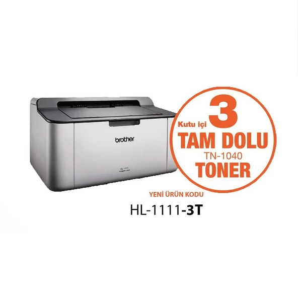 BROTHER HL-1111-3T MONO LAZER YAZICI (3 TAM DOLU TONER) ürün görseli 1