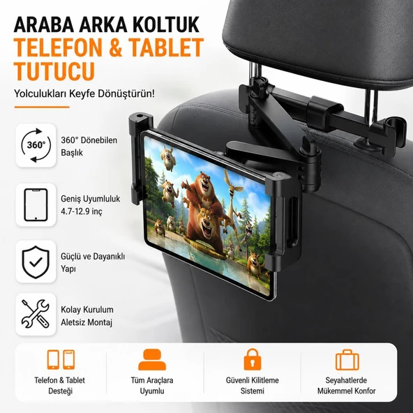 Coofbe Teleskopic Uzayabilen Araç Arka Koltuk Tablet Tutucu Araç Tablet Standı Araç Telefon Tutucu ürün görseli 1