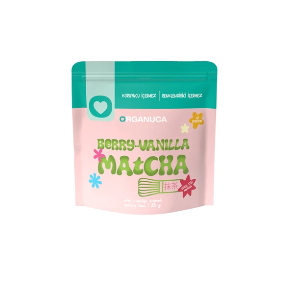 Organuca Çilek + Vanilya Aromalı Matcha Tozu 25 G (8'li Paket) ürün görseli 1