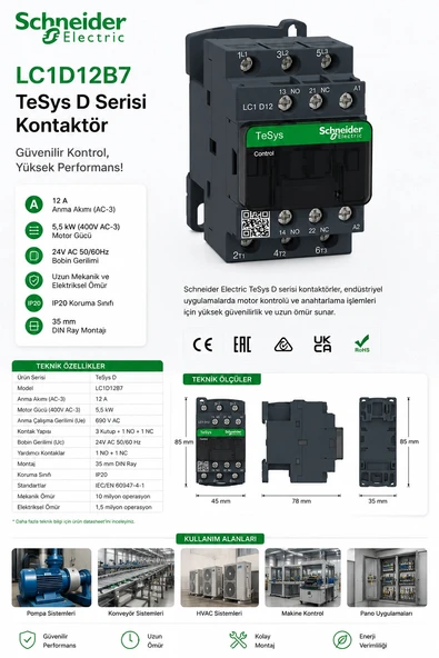 SCHNEİDER 5,5 KW 24V AC KONTAKTÖR ürün görseli 1