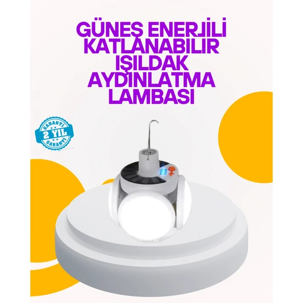 Solar Enerjili Katlanabilir Led Kamp ve Bahçe Lambası ürün görseli 1