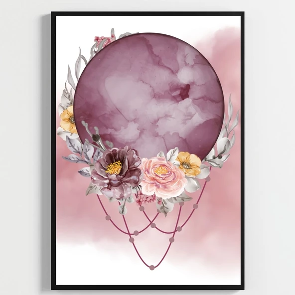 Besay Kozmik Rüya | Meditasyon Ve Yoga Odası Dekorasyonu | Çiçekli Kristal Ve Kadın Figürlü Poster | 3'Lü Set A2 Çerçevesiz ürün görseli 1