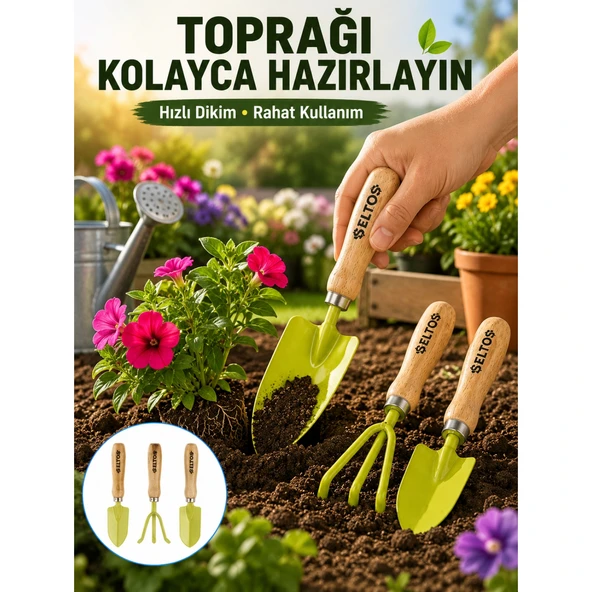 Bahçe El Aletleri Seti Toprak Düzenleme ve Dikim Aparatı ürün görseli 1