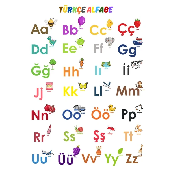 Besay Türkçe Alfabe Çocuk Eğitim Tekli A4 Çerçevesiz ürün görseli 1
