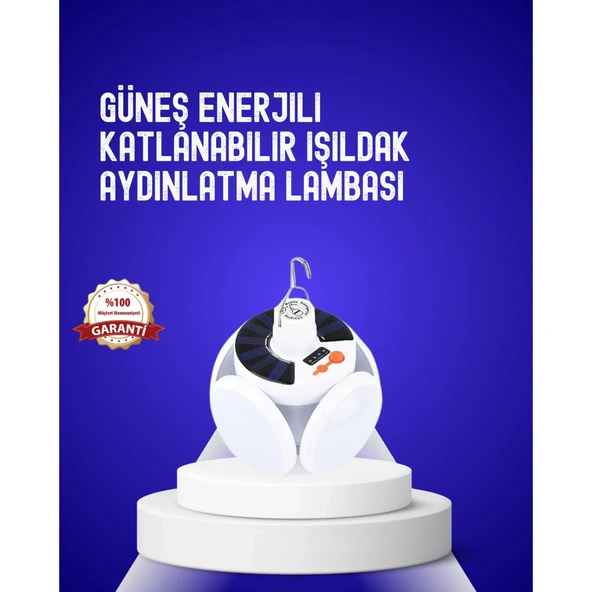 USB ve Solar Şarjlı Katlanabilir 5 Taraflı LED Lamba ürün görseli 1