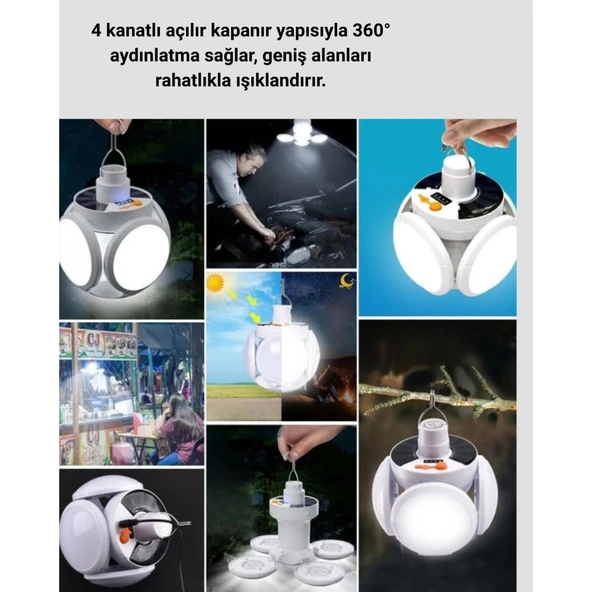 Pratik Katlanabilir Solar LED Aydınlatma Lambası - Resim 3
