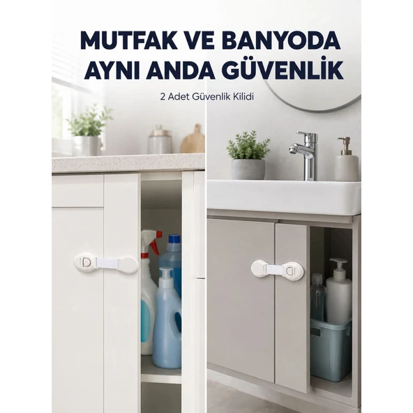 2'li Dolap ve Çekmece Güvenlik Kilidi Seti ürün görseli 1