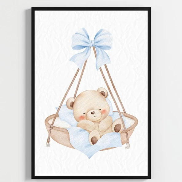 "Besay Mavi Düşler | ""Baby"" Küp Temalı Çocuk Odası Dekorasyonu | Yeni Doğan Erkek Bebek Hediyesi Poster | 3'Lü Set A2 Çerçeve ürün görseli 1