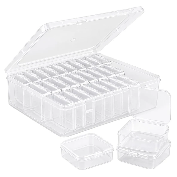 Compaxe P-Serisi 24'Lü Plastik Şeffaf Saklama Kutusu (24 Küçük + 1 Büyük Kutulu Set) ürün görseli 1