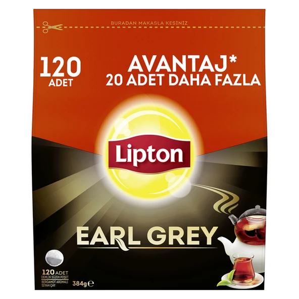 Lipton Earl Grey Demlik Poşet Çay 120'li  384 G (6'li Paket) ürün görseli 1