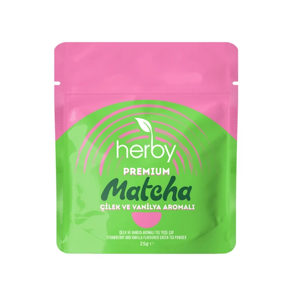 Herby Premium Matcha Çilek ve Vanilya Aromalı 25 G (8'li Paket) ürün görseli 1