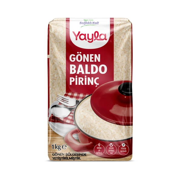 Yayla Baldo Pirinç 1 Kg Gönen Bölgesi Mahsulü (5'li Paket) ürün görseli 1