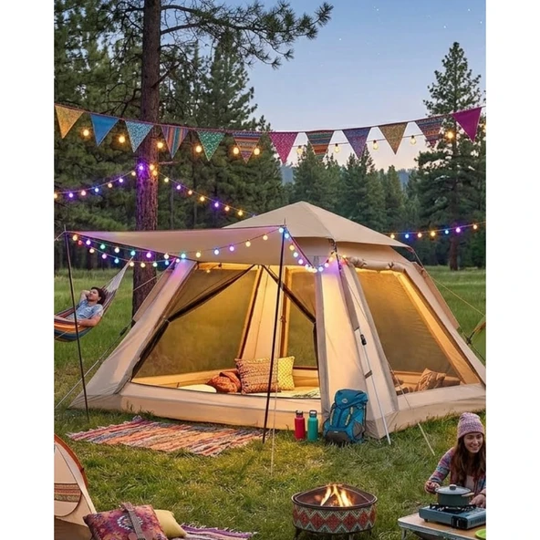 Güneşlikli Kamp Çadırı 240x240x160 cm 6 Kişilik Kolay Kurulum Outdoor ürün görseli 1
