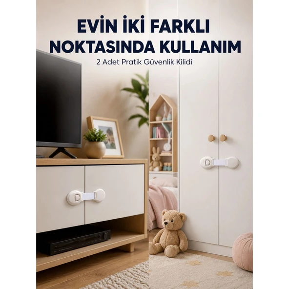 2'li Çocuk Güvenlik Kilidi Ev İçi Koruma Seti ürün görseli 1