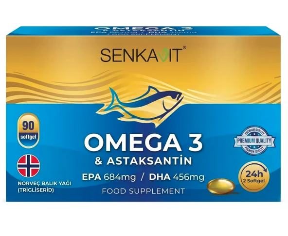 Senkavit Omega 3 ve Astaksantin İçeren Yumuşak Kapsül 90  lı ürün görseli 1
