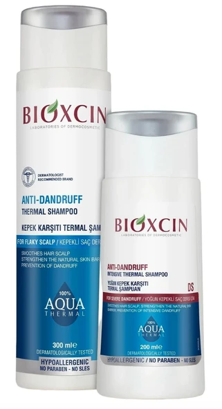 Bioxcin Aqua Kepek Karşıtı Termal Şampuan 300 ml + Yoğun Kepek Karşıtı Termal Şampuan 200 ml ürün görseli 1