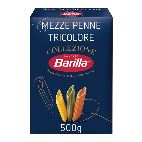 Barilla Mezze Penne Tricolore (Üç Renkli Kalem) Makarna 500 G (6'li Paket) ürün görseli 1