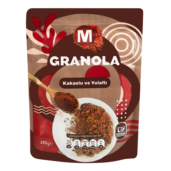 Migros Granola Yulaflı Kakaolu 250 G (5'li Paket) ürün görseli 1
