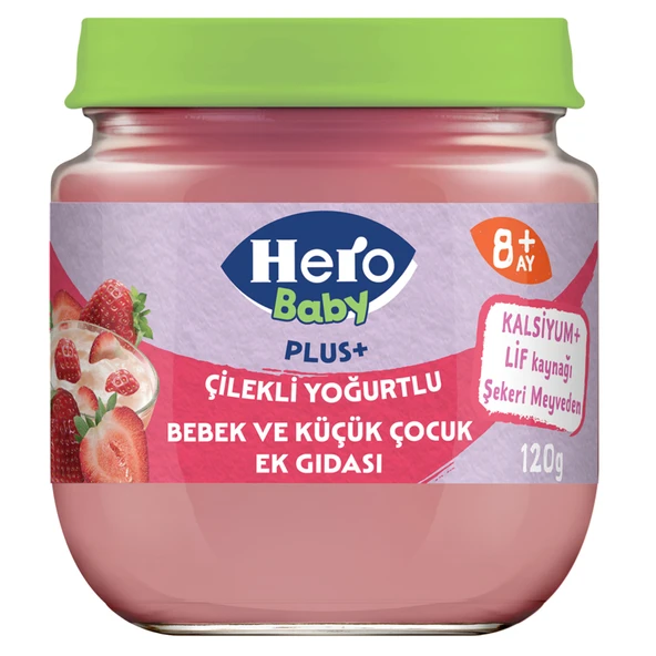 Hero Baby Plus+ Çilekli Yoğurtlu Kavanoz Mama 120G (5'li Paket) ürün görseli 1