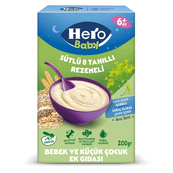Hero Baby Sütlü 8 Tahıllı Rezeneli Ek Besın 200 G (3'li Paket) ürün görseli 1