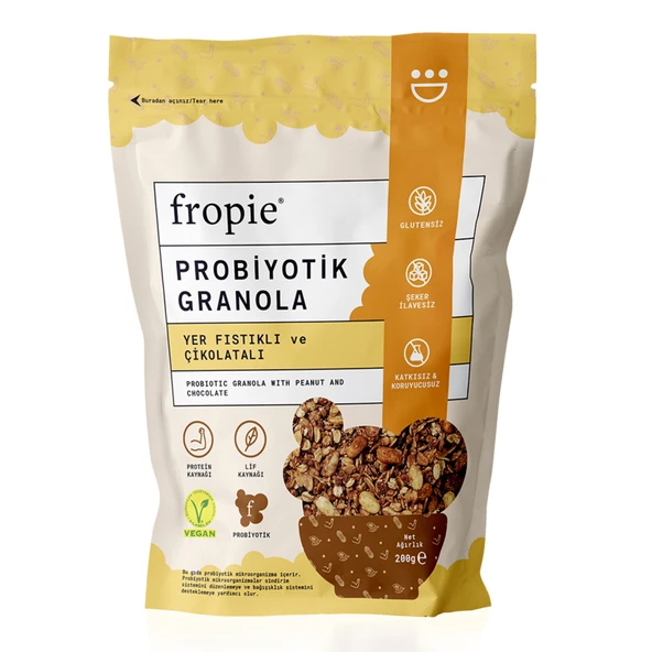Fropie Yer Fıstıklı&Çikolatalı Probiyotik Granola 200 G (6'li Paket) ürün görseli 1