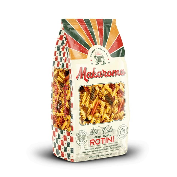Makaroma Tri Color Sebzeli Burgu Rotini Makarna 350 G (7'li Paket) ürün görseli 1