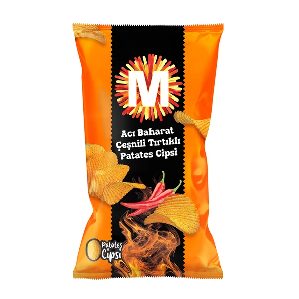 Migros Acı Baharat Çeşnili Tırtıklı Patates Cipsi 135 G (8'li Paket) ürün görseli 1