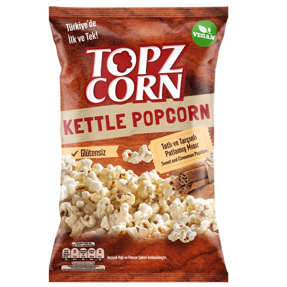Topzcorn Tatlı & Tarçınlı Glütensiz Kettle Popcorn 160 G (7'li Paket) ürün görseli 1