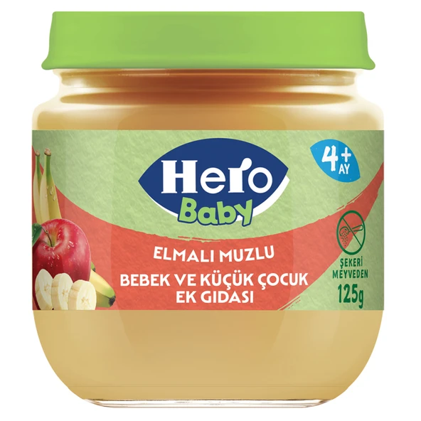 Hero Baby Elma Muz Püreli Kavanoz Mama 125 G (8'li Paket) ürün görseli 1
