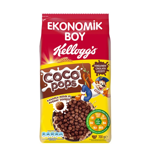 Kellogg's Coco Pops Kakaolu Mısır ve Buğday Gevreği 700 G (3'li Paket) ürün görseli 1