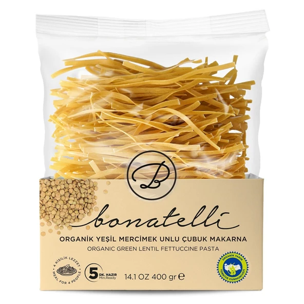 Bonatelli Organik Yeşil Mercimek Çubuk Makarna 400G (2'li Paket) ürün görseli 1